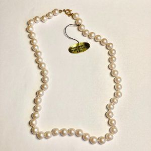 Vintage Ivory White Pearl Necklace 18" 6mm Hand Knotted Princess Length Taiwan